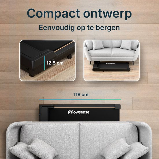Tapis de marche Flowsense (1-6 km/h) - Tapis de marche - Tapis de marche pour la maison - Tapis de marche électrique - Tapis de marche fitness