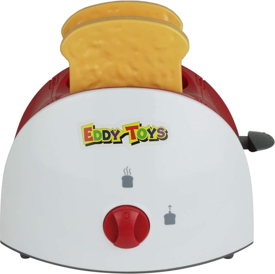 Eddy Toys Toy Toaster - Toy Kitchenware Toaster - Incl. Toast - White