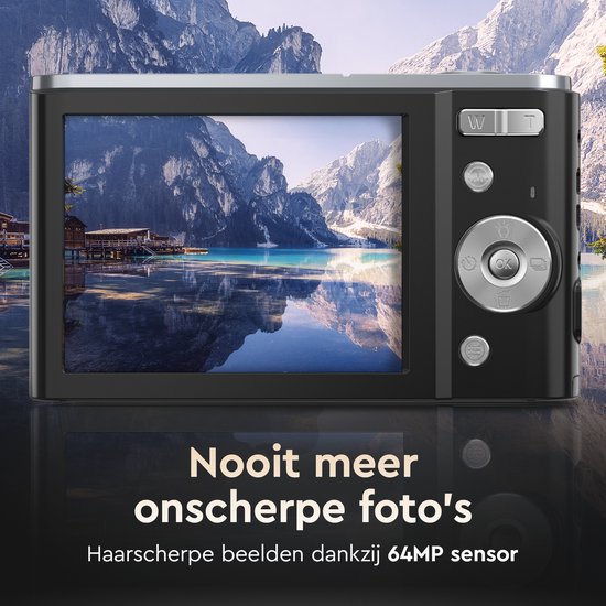 K&L Digital Camera 4K - 64MP - Caméra - Caméra compacte - Caméra Vlog - Pour les enfants - Comprend 64GB - NL Software