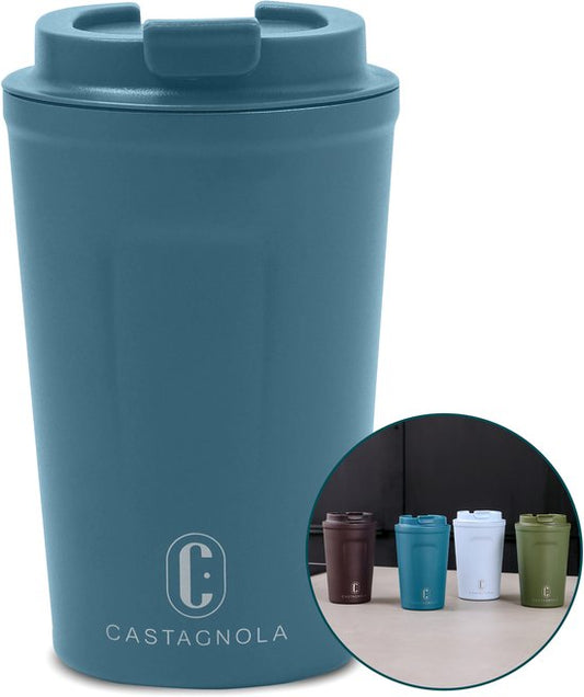 Tasse thermos Castagnola - Tasse à café à emporter - Tasse de voyage pour café et thé - Tasse à thé - 380 ML - acier inoxydable - Bleu