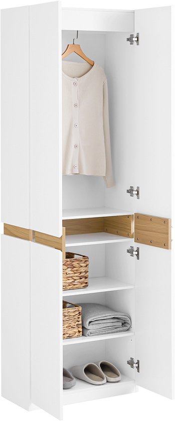 SoBuy KSB01-W Armoire, pour adultes, chambre à coucher, armoire, pour chambre à coucher, salon, couloir, 1 armoire, 2 portes, 5 compartiments