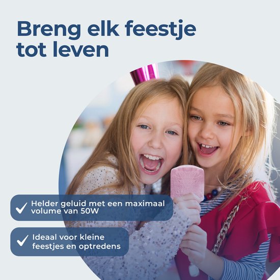 Denver Karaoke Microphone Bluetooth - Sans fil - Haut-parleur avec finition duveteuse - Ensemble Karaoké - AUX - MicroSD - KMS30RO