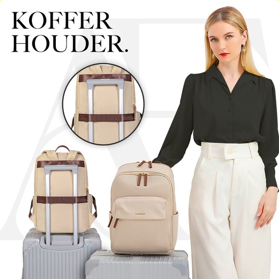 Aramae® - Sac à dos femme - Sacoche pour ordinateur portable 15,6 pouces - Sac à dos femme - Sac à dos fille - Sac à dos beige - Sac d'école