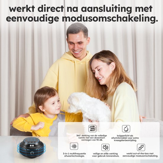 Détecteur de souris - avec flashs et sons - Détecteur à ultrasons - pour l'intérieur - alimenté par piles - noir - de Saaf