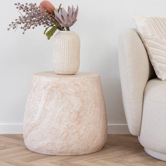 House Nordic - Table d'appoint Bonn - Design scandinave - Rond - Naturel - Ø47,5 cm - Compact - Durable - Fiberclay