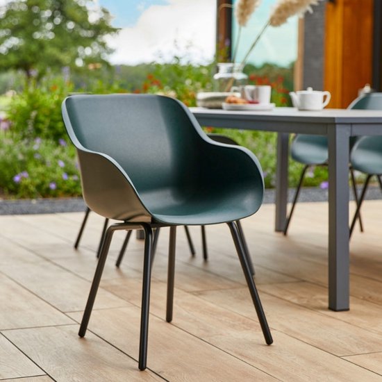 Hartman Sophie elegance garden chair - Dark green - set of 2 - black rondo base