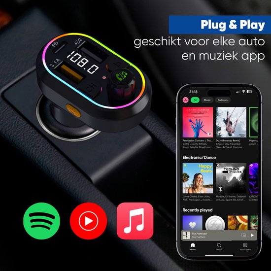 Serve Bluetooth Receiver Car - FM Transmitter - 25W Super-fast Charging - Car Car Charger USB-C Fast Charger