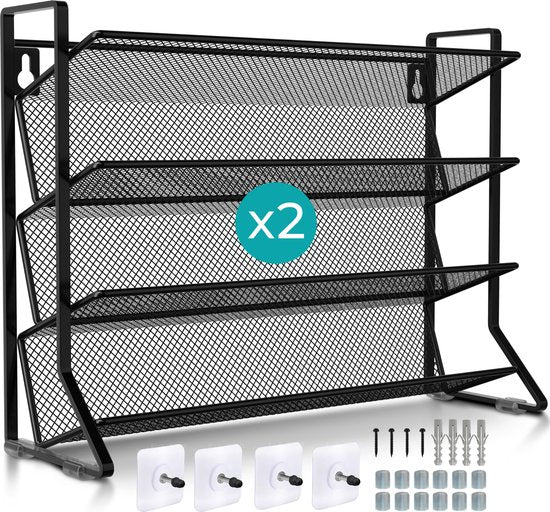 Soothe Spice Rack Standing and Hanging for 48 Spice Jars - 2 Pack - 4 Layers - Spice Organiser - Spice Rack - Noir