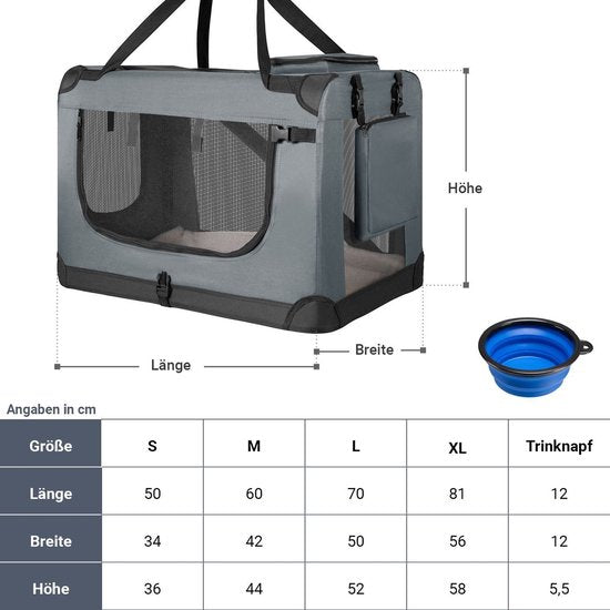 Boîte de transport pliante pour chien / Banc Lassie S - Gris - 34 x 50 x 36 cm