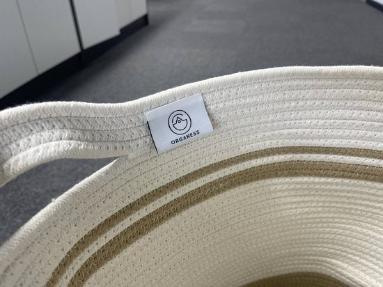 Panier à linge Organess - Trieur de linge - Pliable - 80L - Coton - Blanc & Marron