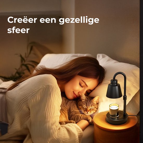 Chauffe-bougies - Noir - Lampe à poser - Brûleur de parfum - Brûleur d'huile - Lampe chauffe-bougies - Chauffe-cire - Lampe d'ambiance - Noir