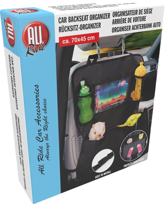 All Ride Car seat organizer - Organiseur de voiture - Porte-tablette - Noir