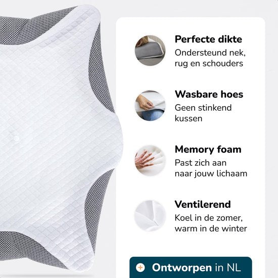Oreiller anti-ronflement - 2 packs - Ergonomique & Orthopédique - Pour toute position de sommeil - Oreiller contre l'apnée - Mousse à mémoire de forme Dormir sur le côté - 60x40 cm - Alyze