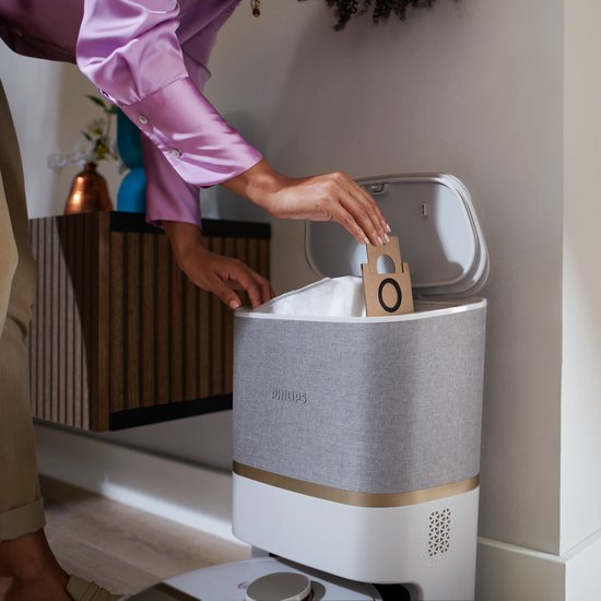 Philips HomeRun Aqua 7000 Series XU7100/02 - Aspirateur robot avec fonction de nettoyage - Station de charge incluse - Blanc/Or - App Connected