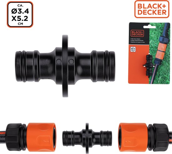 BLACK+DECKER Tuyau d'arrosage interconnectable - ⌀ 3.2 x 5.2 CM - Permet de connecter 2 tuyaux - Noir