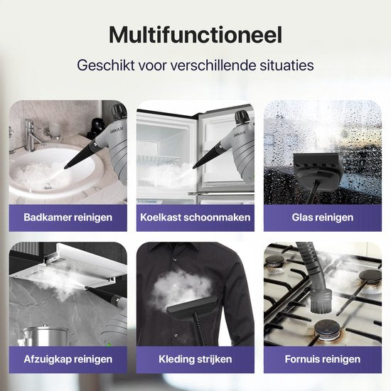 Nettoyeur vapeur portatif - Luman C1 - 1050W - Réservoir 450 ml - Pression 0,26-0,32 Mpa - Sécurité enfant - Kit 16 accessoires - Gris