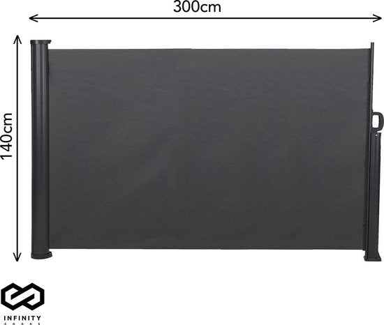Brise-vent extensible Infinity Goods - 300 x 140 cm - Rétractable - Résistant aux intempéries - Anthracite