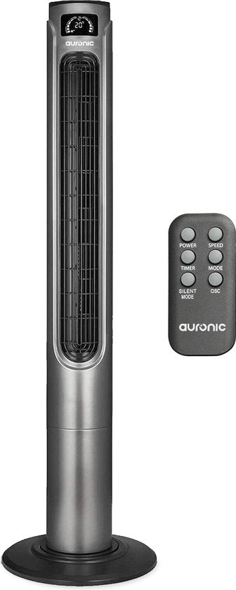 Auronic Tower Fan - Ventilateur sur pied avec télécommande - Ventilateur de sol - Minuteur - Ventilateur de colonne - Ventilateur - 55W - 45dB - 118cm - Gris foncé