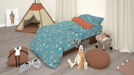 Vitality Pur - Indian Village R Housse de couette enfant - 140x200/220 cm - Taie d'oreiller 60x70 cm incluse - 100% Coton