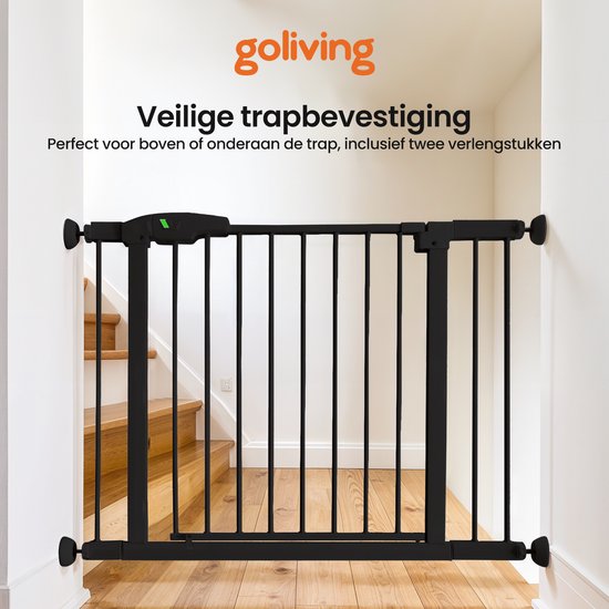 Goliving Porte d'escalier sans perçage - 2 pièces - 75 à 103 cm - Fixation par pince - Modèle à pince - Extensible - Métal - Barrière pour enfants - Barrière pour chiens - Noir