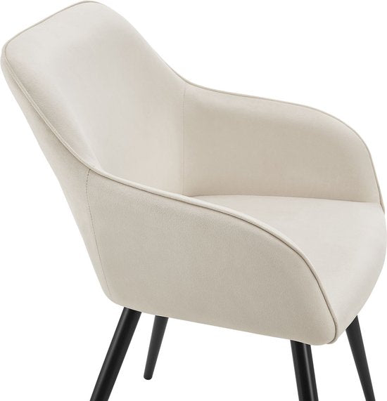 Chaise longue / Chaise à manger Tarje - 2 pièces - Couleur sable - Velours