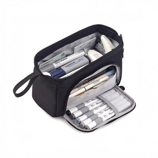 Diydash Trousse à crayons XL - Trousse à crayons - Trousse scolaire - Grande trousse - Fournitures scolaires - Trousse Scolaire - Pour filles, garçons et adultes - Noir