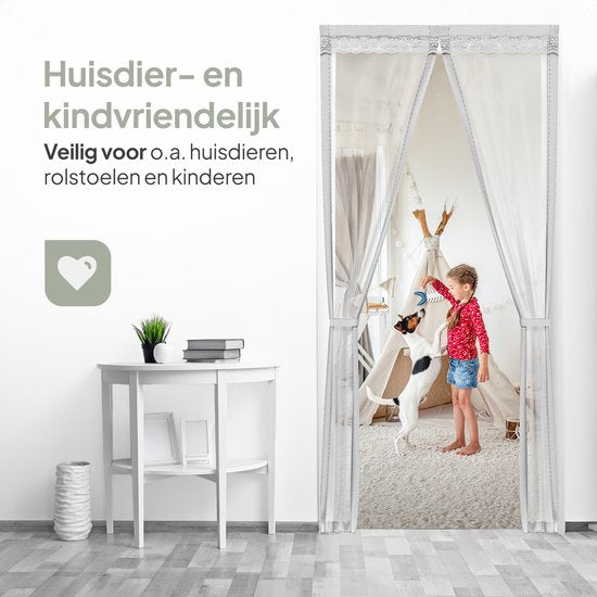 O'DADDY Rideau de porte Deluxe FIBER - Rideau à lames magnétiques - Pour les nouvelles constructions et les portes standard - Installation facile - Blanc Hor - 100x240 cm