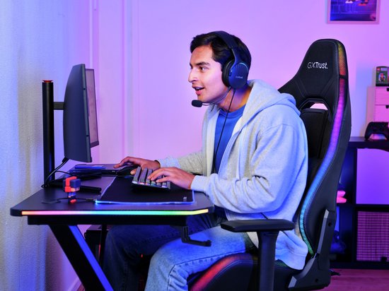 Trust GXT 719 Ruya RGB - Chaise de jeu avec éclairage RGB - Chaise de jeu réglable - Ergonomique - Chaise de bureau - Chaise de jeu - Noir