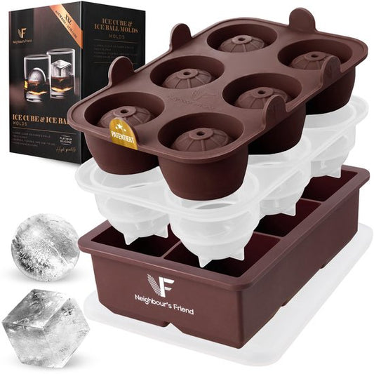 Moule à glaçons Neighbour's Friend - 6 glaçons XXL - Lavable au lave vaisselle - ø 4,5/5 cm - Marron