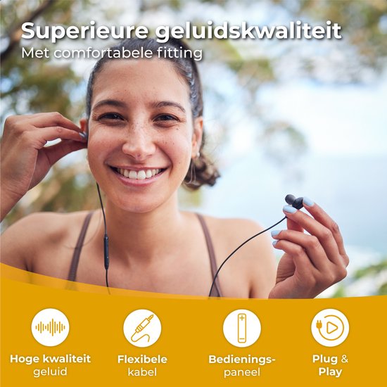 Nuvance - Ecouteurs avec fil - Connexion jack 3,5 mm - Ecouteurs avec fil - Ecouteurs intra-auriculaires avec fil et microphone - Noir