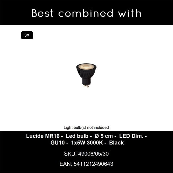 Lucide UPTON - Lampadaire - 3xGU10 - Fumé