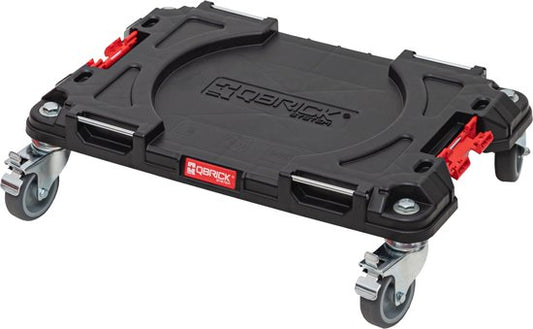 Qbrick System - PRO Transport Platform - 506 x 325 x 140 mm - Plastique noir - Base mobile avec 4 roulettes pivotantes et 2 freins - Poids maximum de 100 kg