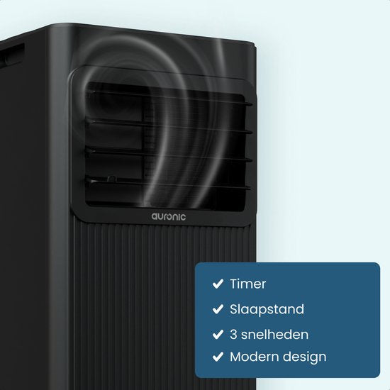 Auronic Mobile Air Conditioner - 7,000 BTU - 3-en-1 - Climatisation avec 2 kits d'étanchéité de fenêtre - Ventilateur - Déshumidificateur - Jusqu'à 20m² - Noir