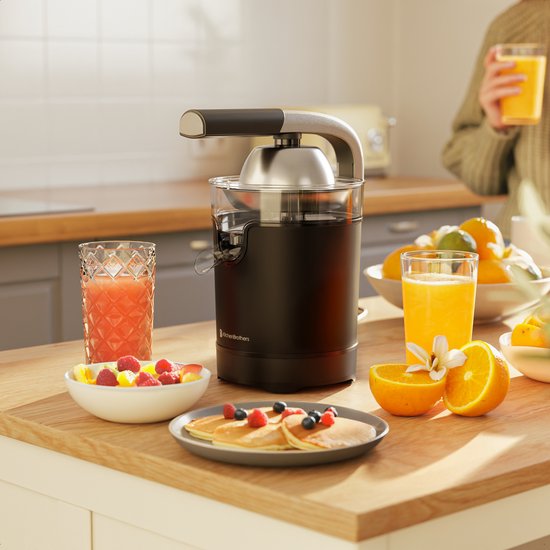KitchenBrothers Presse-agrumes - Compact - Avec bec et levier de pression - 0.35L - Noir