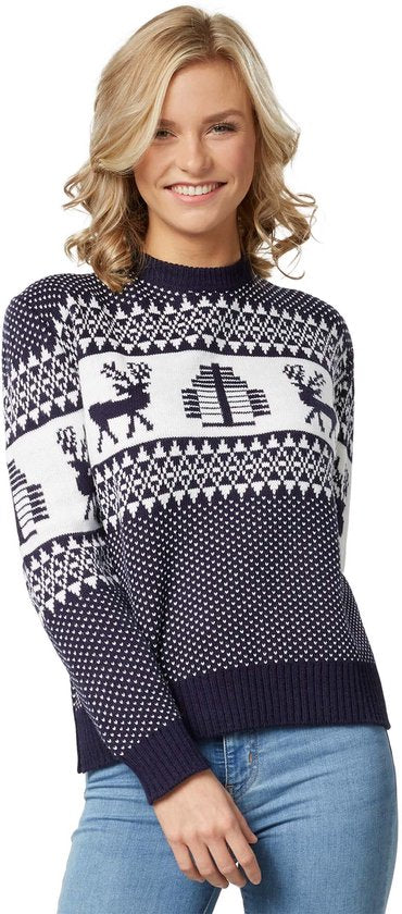 dressforfun - Pull de Noël Winter Wonderland bleu et blanc pour femme L - costume costume halloween déguisement carnaval déguisement carnaval - 303352