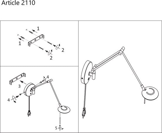Steinhauer Zodiac LED - Applique moderne - Acier - H:35cm - Universelle - Pour l'intérieur - Métal - Appliques - Chambre à coucher - Salon
