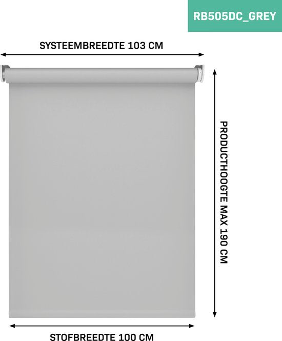 VONROC SMART BLINDS - Store électrique - Extension - 100 x 190 - Gris - Sans télécommande ni câble de chargement