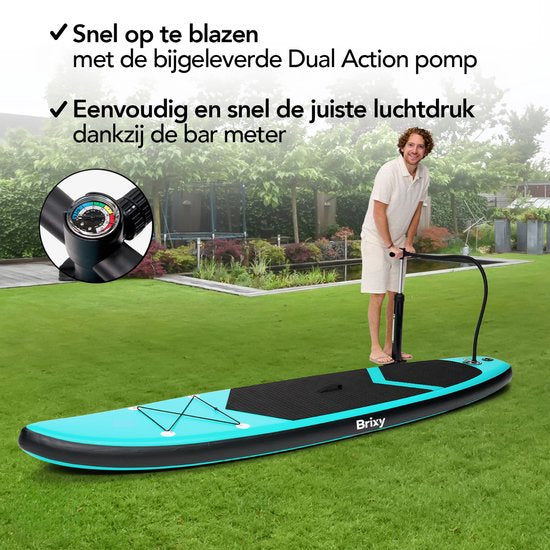 Brixy SUP Board - Inflatable Paddle Board - Set complet - 285 cm - Max. 150 kg - Vert menthe