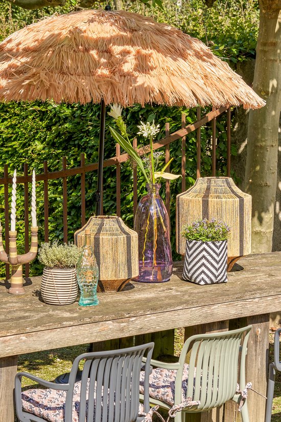 Mica Decorations Lanterne Liliano - H36 x Ø30 cm - Jute - Noir