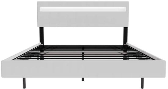Lit suspendu Lisbon - 140x200cm - Cuir synthétique - Incl. LED - Blanc