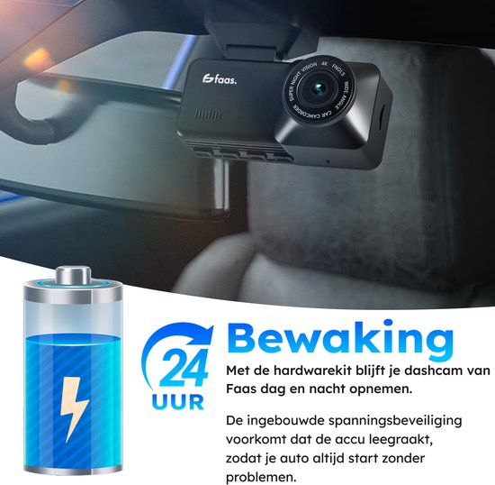 Kit de câblage Dashcam - Surveillance 24 heures - Connexion USB-C - Design compact - Facile à installer - Connexion directe à la batterie - par Faas