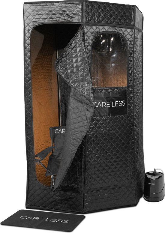 Care Less - Mobiela Sauna - Tente de sauna à vapeur portable avec générateur de vapeur - compacte et portable pour un usage domestique - Détente et désintoxication à domicile - Convient pour 2 personnes - Comprend une chaise confortable
