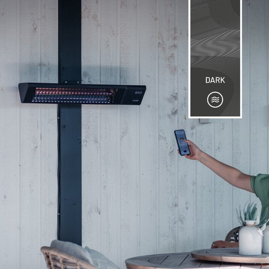 Sunred - Triangle - Dark line - Noir - Modèle mural - Chauffage de terrasse - Technologie Carbon Rose Gold - 2500 W - ECO - 9 réglages - Télécommandable - SMART - APP - Timer - Chauffage électrique - Chauffage SMART - Chauffage SLIMME