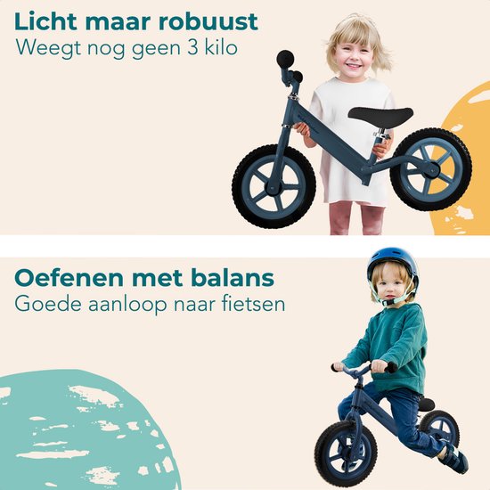 LifeGoods KiddyCruiser Balance Bike - 2 ans - Garçons et filles - Bleu marine