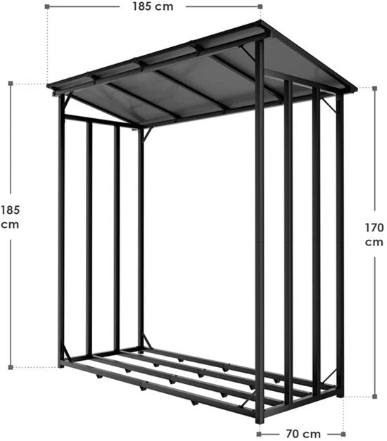 Support pour bois de chauffage / Support pour bois - Extérieur - Toit et bâche inclus