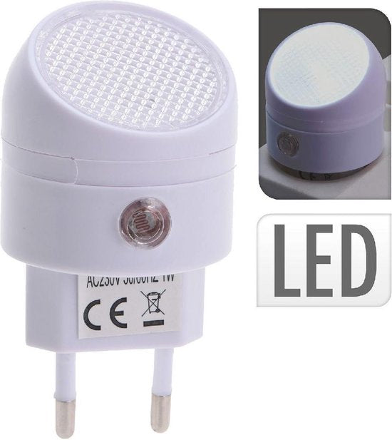 FX Light Veilleuse LED avec capteur pour prise - Blanc - 1 Watt - Efficace sur le plan énergétique - Idéal pour la chambre à coucher