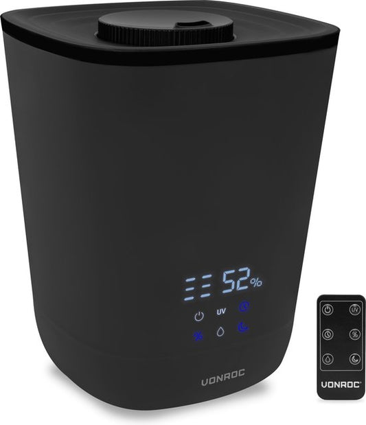 VONROC Humidificateur 4,5 litres - ultrasons - stérilisation UV - sortie de brume 360° - Télécommande incluse