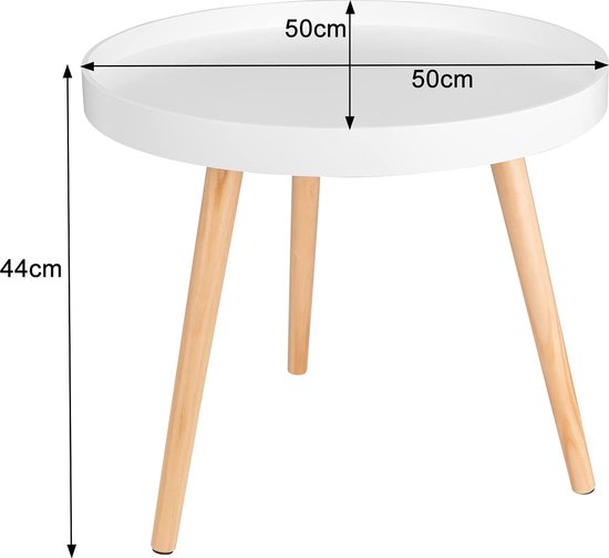 Rootz Table d'appoint - Support de café - Table de chevet - Accent de salon - Support de salon - Table d'appoint - Blanc - 50 x 44 cm (ø x H)