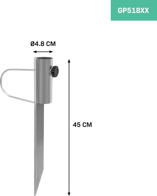 VONROC Ancrage au sol - Porte-parasol - 45cm - universel pour diamètre de mât jusqu'à 38mm - acier galvanisé - convient également pour séchoir rotatif