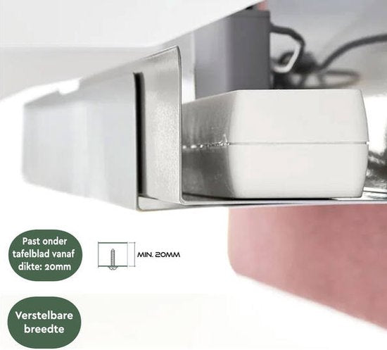 BRASQ Chemin de câbles réglable blanc - Rangement des câbles - Chemin de câbles bureau - Support de câbles - Gestion des câbles - Universel